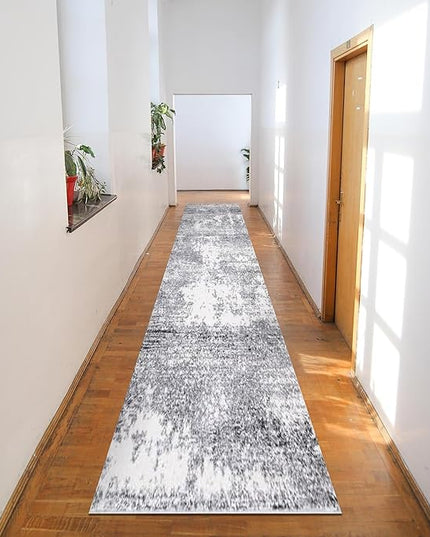 Keen Home Design Area Rugs - 2x18 Non-Shedding, Abstract Rugs for Kitchen, Living Room, Bedroom, Dining Room, Entryway - Size: 2'8" x 18', Abstract Cream/Grey