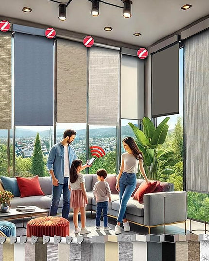 HILADUO Customized Roller Shade Blinds with Remote-Controlled Motorized Operation, Made in USA (Blackout Fabric)