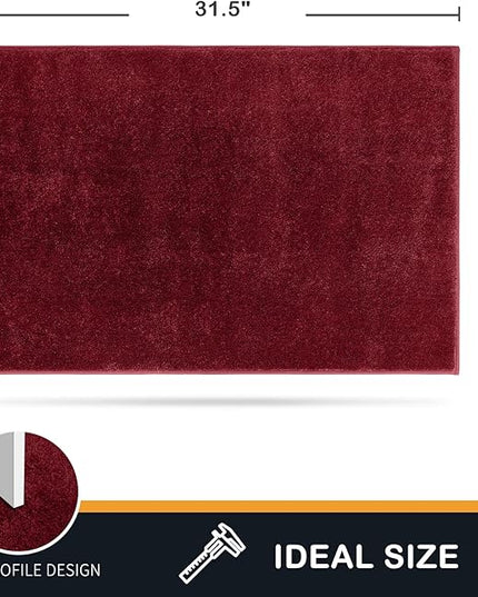 PURRUGS Dirt Trapping Door Mat 20" x 31.5", Non-Slip Machine Washable Entry Rug, Shoe Scraper, Dog Doormat, Super Absorbent Welcome Mat for Front & Back Door, Muddy Shoes & Paws, Burgundy Red