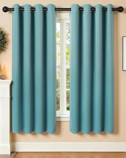 Room Darkening Curtains 63 Inch Length for Bedroom Living Room, Insulated Thermal Grommet Curtain Drapes, Blackout(60-90%,Not 100%) Window Treatment Decor, 2 Panels, 52x63, Teal