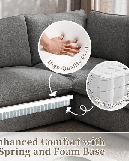 Waterproof Cloud Sectional Couches for Living Room,High Backrest Down Filled Couch,6 Seater Oversized Modular U-Shaped Sofas with Chaise,Detachable Sofa Covers,Deep Grey