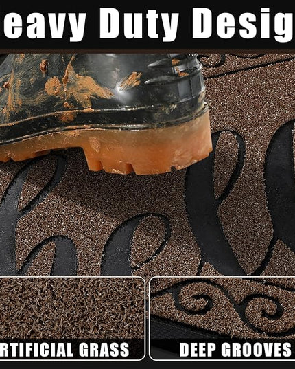 Yimobra Welcome Mats for Front Door 29.5x17, Heavy Duty Waterproof Outdoor Door Mat Outside Entrance, Non-Slip Low Profile Indoor Entryway Mat for Garage Patio, Coffee