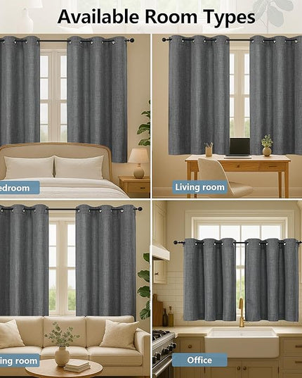 Chyhomenyc Dark Grey Curtains 84 Inches Long 2 Panels Set, Light Filtering Faux Linen Textured Soft Airy Window Curtains for Living Room Bedroom, Thick Modern Privacy Grommet Drapes, 50Wx84L, 2PCS