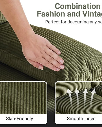 VINGLI 110" Sectional Couches for Living Room,U Shaped Couch with Double Chaise, 4-Seat Sofa Set with Corduroy Fabric for Home Furniture,Green