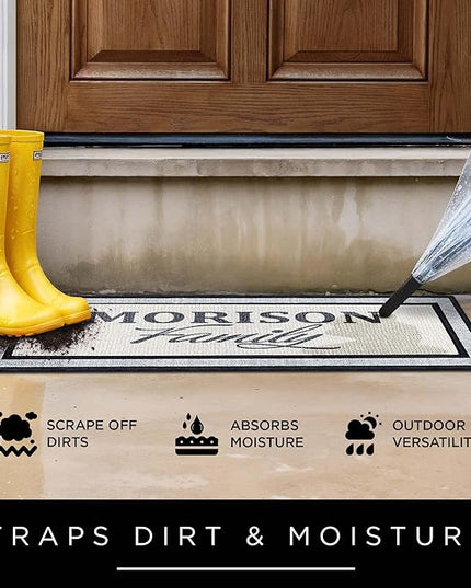 My Sign Center Door Mat, Personalized Doormat, Custom Family Mat for Front Door, Indoor/Outdoor, Housewarming Gift, Heavy Duty Slip Resistant Backing 18x30 Inches, Polyester Top Made in USA