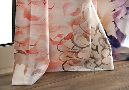 Maison d' Hermine Curtains for Living Room 100% Cotton 96 inch Length One Panel Light Filtering Curtains for Bedroom Windows with Rod and Loop Pockets Drapes (Floral Beige, 50" W x 96" L)
