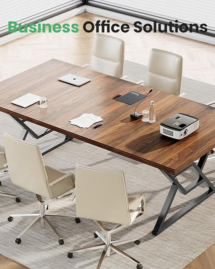 63" Large Executive Desk - Computer Office Desk Workstation, Modern Business Writing Table with Sturdy Metal Legs for Home Office (Dark Walnut/Black)