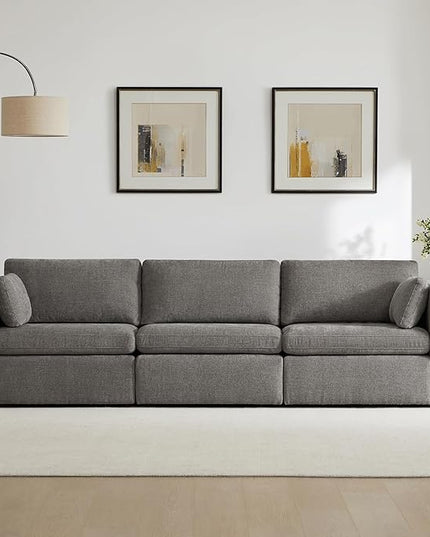 CHITA Oversized Modular Sectional Convertible Fabric Sofa Set, FSC CertifiedExtra Large Sectional Deep Seat Couch for Living Room,112 inch Width,3 Seat Modern Modular Sofa, Grey