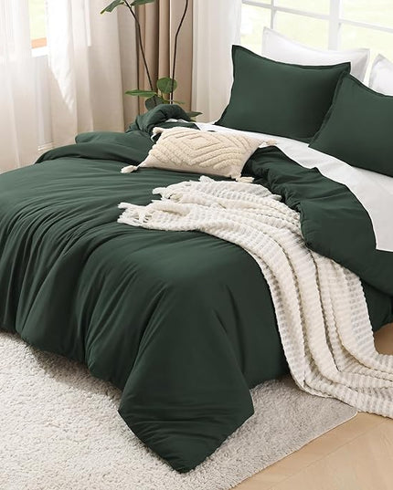 Litanika Forest Green Comforters Oversized Queen Size, 3 Pieces Lightweight Solid Bedding Comforter Set, All Season Fluffy Bed Set (98x98In Comforter & 2 Pillowcases)