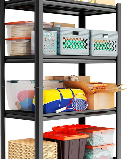 63" H Storage Shelves 2000LBS Garage Shelving 4-Tier Metal Shelf for Basement, Warehouse, Pantry, Closet, Kitchen 63" H x 31.5" W x 15.7" D, Black