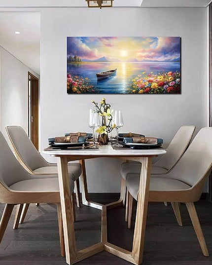 Zoyotago Wall Art Large Landscape Sunrise Artwork Blue Wall Art Modern Wall Decor for Living Room Bedroom Office Home Decor Canvas Prints 20x40 Inch
