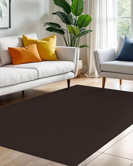 KOZYFLY Washable Area Rug 4x6 Ft Rubber Backed Rugs for Entryway Bedroom Throw Rugs Boho Entry Rug, Cotton Braided Floor Carpet for Dining Room Living Room, Dark Coffee/Brown