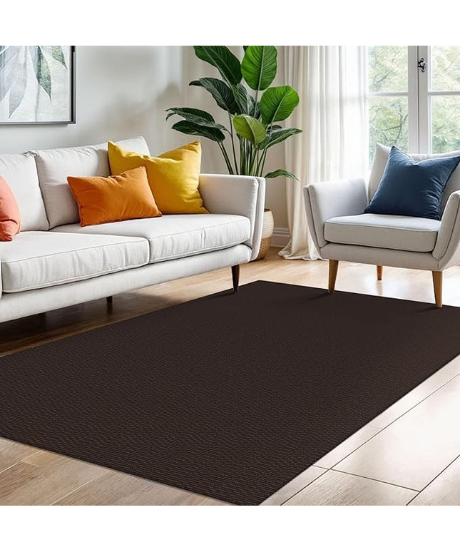 KOZYFLY Washable Area Rug 4x6 Ft Rubber Backed Rugs for Entryway Bedroom Throw Rugs Boho Entry Rug, Cotton Braided Floor Carpet for Dining Room Living Room, Dark Coffee/Brown