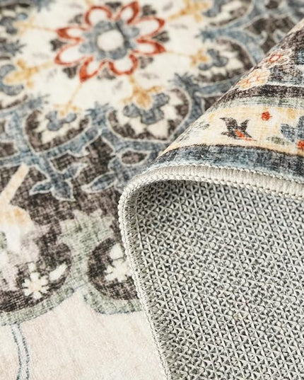Washable Oriental Hallway Runner Rug - 3x20 Rugs for Living Room Soft Carpet for Bedroom Kitchen Waterproof Floral Distressed Indoor Stain Resistant Non-Shedding Floor Carpets (Blue, 3X20)