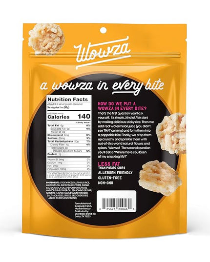 Wowza Buttery Pancake - Healthy Snacks, Mini Rice Cakes, Sticky Rice Crunchy Snack, Low Calorie, Savory Rice Crisp - Ideal Healthy Snack for Adults & Kids, 3.5 oz Bag, 8 Pack