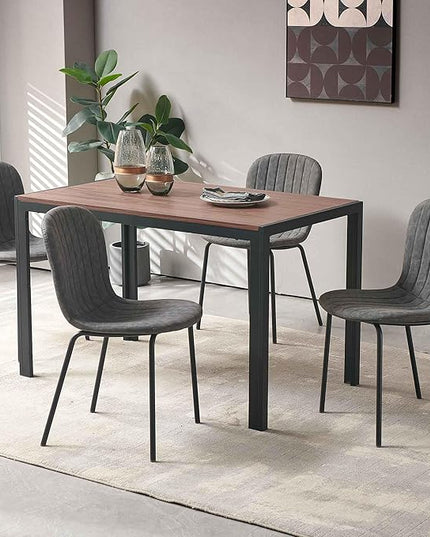 NORDICANA 5 - Piece Dining Set, Industrial Style 47 in Kitchen Table with Dark Grey Faux Leather Dining Chairs for 4 Person, Dining Room Table Set for Dinette, Breakfast Nook Breakfast Nook