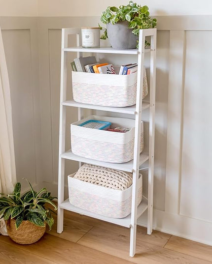 NaturalCozy Storage Baskets 16.8”x13”x7.6” Cotton Rope Woven Baskets for Organizing 3-Pack | Toy Storage Bins | Basket for Shelves, Laundry, Blanket, Clothes, Closet, Kitchen, Bathroom, Gifts