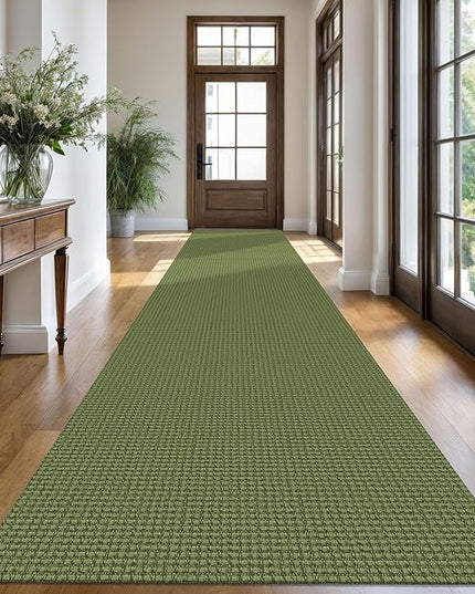 KOZYFLY Extra Long Runners for Hallways 3x18 ft Washable Kitchen Runner Non Slip Rubber Backed Hallway Rug Cotton Entryway Runner Rug Floor Carpet for Indoor Hall, Kitchen, Bright Green/Earthy Green