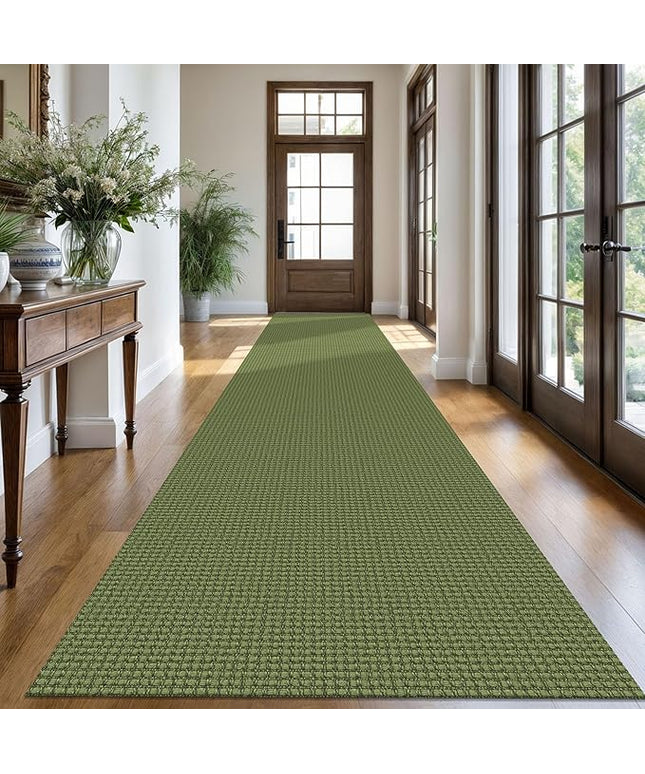 KOZYFLY Extra Long Runners for Hallways 3x18 ft Washable Kitchen Runner Non Slip Rubber Backed Hallway Rug Cotton Entryway Runner Rug Floor Carpet for Indoor Hall, Kitchen, Bright Green/Earthy Green