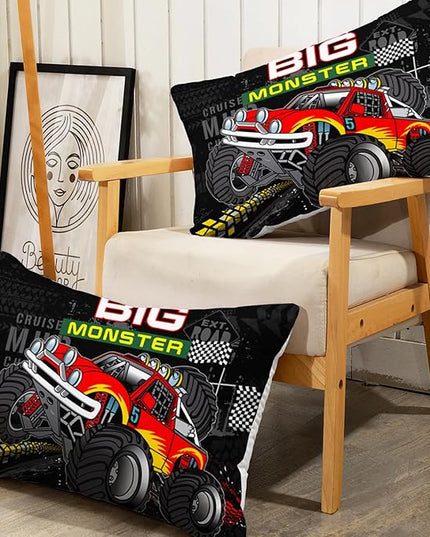 AILONEN Truck Fitted Sheet Twin Size, Monster Trucks Bedding Set for Kids Boys,Offroad Automobile Extreme Sport Theme Bed Sheet Set,3 Pieces,Soft Breathable Fitted Sheet and 2 Pillowcases