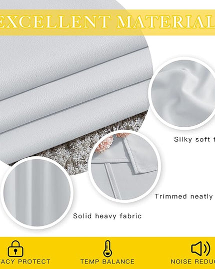 NICETOWN Patio Door Curtain Room Darkening Drapes, Grommet Top Light Blocking Room Divider Curtain Panel for Bedroom/Living Room (Greyish White, W80 x L95, 1 Panel)