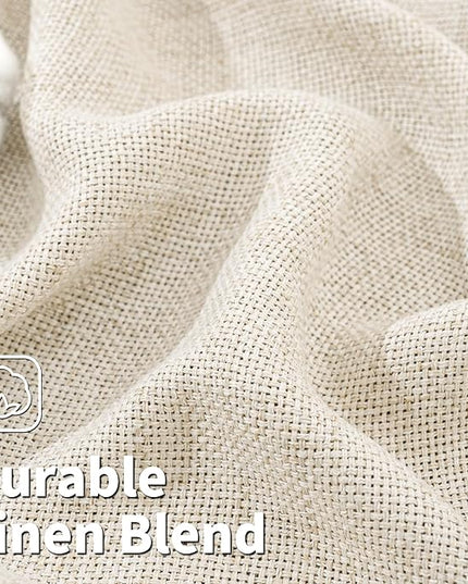 BGment 30 Inch Short Curtains for Small Window, Light Filtering Linen Burlap Textured Window Treatments Grommet Sheer Drapes for Kitchen Cafe, 2 Panels, Natural, 42 X 30 Inch