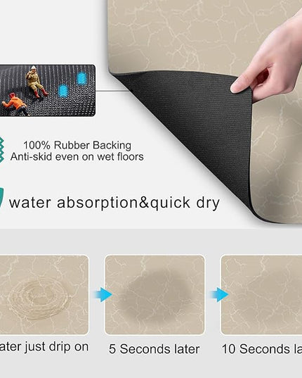 Golener Coffee Bar Mat,Under Coffee Maker Mat,23"x15"Coffee Tray Mat Under Coffee Machine,Rubber Coffee Maker Mat,Under Appliance Mats,Silicone Hot Mat for Coffee Machine,Dish Drying Mat, Marble Beige