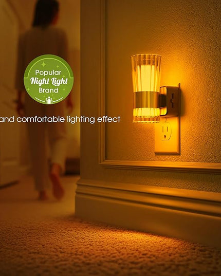 Night Light, Night Lights Plug into Wall, LED Amber NightLight with Dusk to Dawn Auto Light Sensor, Amber Light 0-100LM Adjustable Brightness, Wall Sconce Style Design for Bedroom Hallway, 2 Pack