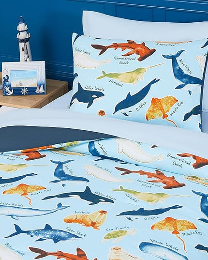 Twin Comforter Set for Boys-5 Pieces Ocean Animals Glow in The Dark Twin Bedding Sets for Kids, Ultra Soft Bed in A Bag with Sheets
