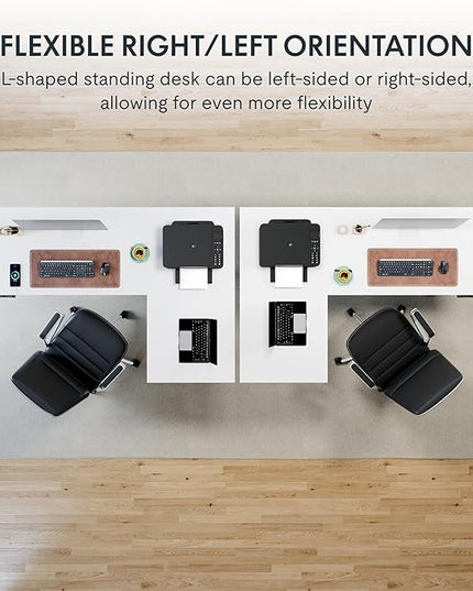 FLEXISPOT Corner Desk Dual Motor L Shaped Computer Electric Standing Sit Stand Up Desk Height Adjustable Home Office Table with Splice Board, 71x48 White