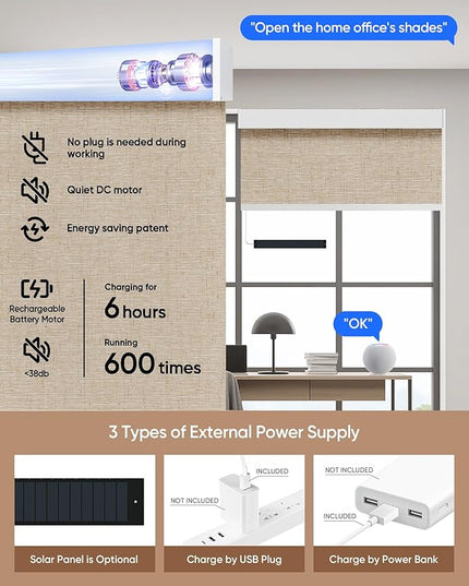 Kincmo Motorized Blinds with Remote,100% Blackout Motorized Roller Shades Work with Apple Homekit,Alexa,Google, Custom Electric Blinds with App,Voice Control (Linen Caramel)