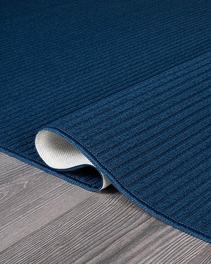 Beverly Rug Non-Slip Modern Rug 6x9 Solid Traditional Rubber Backing Machine Washable Soft Thin Indoor Area Rugs for Living Room Stain Resistant Non Shedding Casual Carpet (6 x 9 Navy Blue)