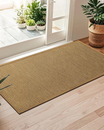 LEKEEPGO Door Mat 24"x47", Non Slip Door Mat Indoor Entrance, Rubber Backing Front Indoor Door mat Washable Absorbent Low-Profile Entryway Entry Resist Dirt Inside Door Mats, Light Brown