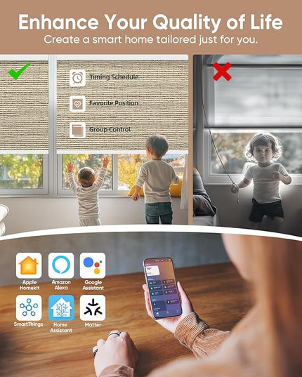 Kincmo Motorized Blinds with Remote,100% Blackout Motorized Roller Shades Work with Apple Homekit,Alexa,Google, Custom Electric Blinds with App,Voice Control (Classic Sandy)