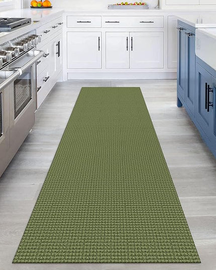 KOZYFLY Runners for Hallways 3x8 ft Washable Kitchen Runner Non Slip Rubber Backed Hall Runners Cotton Entryway Runner Rugs Floor Carpet for Indoor Backdoor Bedroom Kitchen, Bright Green/Earthy Green