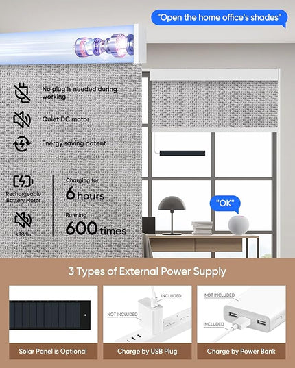 Kincmo Motorized Blinds with Remote,100% Blackout Motorized Roller Shades Work with Apple Homekit,Alexa,Google, Custom Electric Blinds with App,Voice Control (Groove Grey)