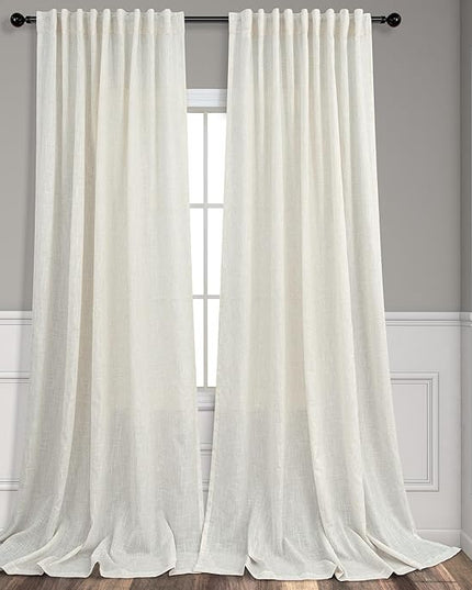 Pitalk 72 Inch Wide by 96 Inch Curtains for Dining Room Living Sliding Door Bathroom 2 Panel Sets Back Tab Rod Pocket Top Light Filter Linen Drapes for Bedroom Bay Window Picture 8 Feet Long 72 x 96