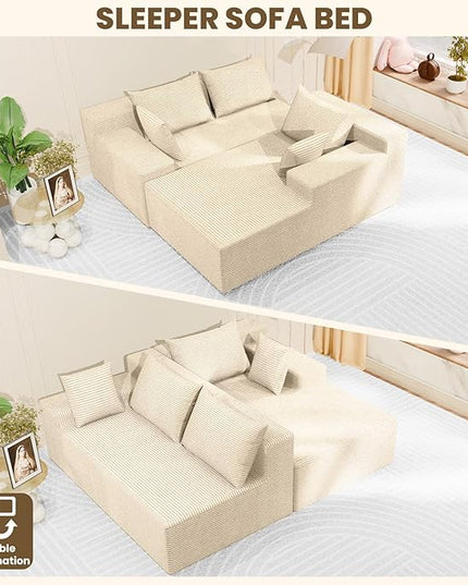 LEVELEVE 107" Cloud Sectional Couch with Deep Seat，Modern Modular Sofa with L-Shape Chaise，No Assembly Required, Upholstered Couches for Living Room Bedroom(Beige,Right Facing Chaise)