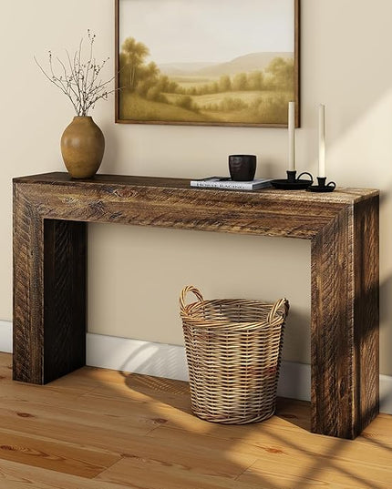 Plank+Beam 56 Inch Camden, Farmhouse Console Table - Solid Pine Wood, Easy Assembly for Living Room or Entryway, Rustic Barnwood