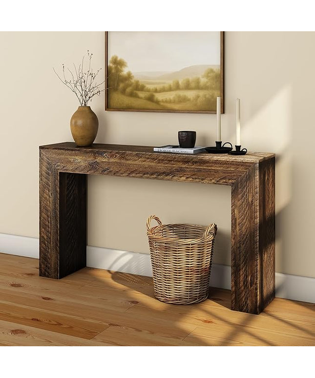 Plank+Beam 56 Inch Camden, Farmhouse Console Table - Solid Pine Wood, Easy Assembly for Living Room or Entryway, Rustic Barnwood