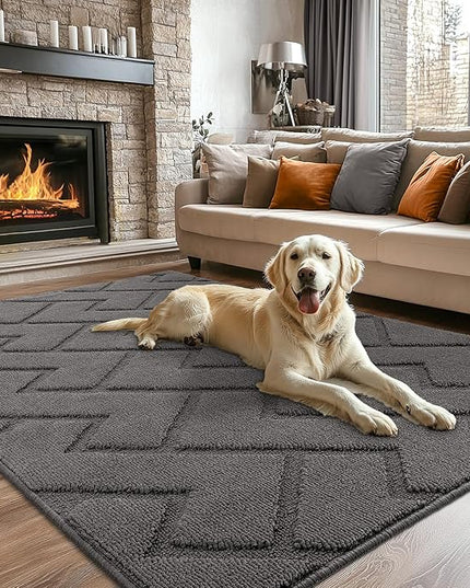hicorfe Indoor Doormat,Front Back Door Mat Rubber Backing Non Slip Door Mats 47"x71" Absorbent Resist Dirt Entrance Doormat Inside Floor Mats for Entryway Washable Low-Profile (Grey)