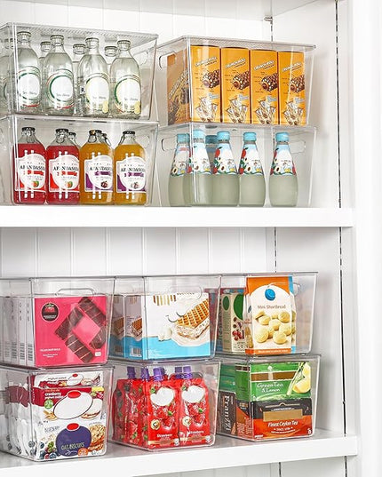Vtopmart 10 Pack Clear Stackable Storage Bins with Lids,XLarge Plastic Containers with Handle for Pantry Organizer and Storage,Perfect for Kitchen,Fridge,Cabinet, Closet,Bathroom Organization