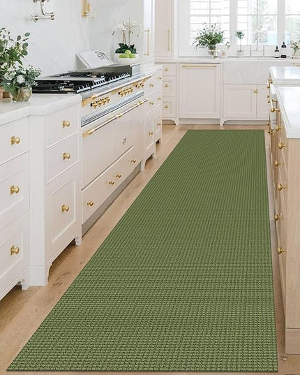 KOZYFLY Extra Long Runners for Hallways 3x14 ft Washable Kitchen Runner Non Slip Rubber Backed Hallway Rug Cotton Entryway Runner Rug Floor Carpet for Indoor Hall, Kitchen,Bright Green/Earthy Green