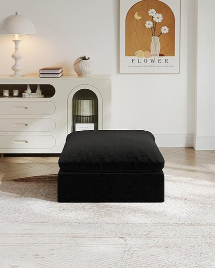 Oversize Cloud Modular Sectional Sofa,Chaise Down Filled Comfort Sofa Detachable Couch Cushion Covers for Living Room Apartment,Black
