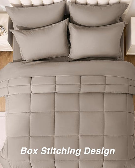 Love's cabin Twin XL Comforter Set Light Brown, 5 Pieces Twin XL Bed in a Bag, All Season Bedding Sets with 1 Comforter, 1 Flat Sheet, 1 Fitted Sheet, 1 Pillowcase and 1 Pillow Sham
