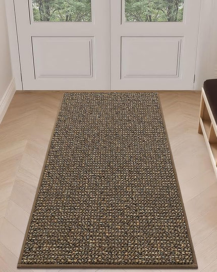 BEQHAUSE Dirt Trapper Door Mat 24" x 60", Non-Slip Washable Doormats Entrance Mat, Dirt Resistant and Absorbent Welcome Mat, Low Profile Floor Mats for Front Back Door and Entryway, Brown