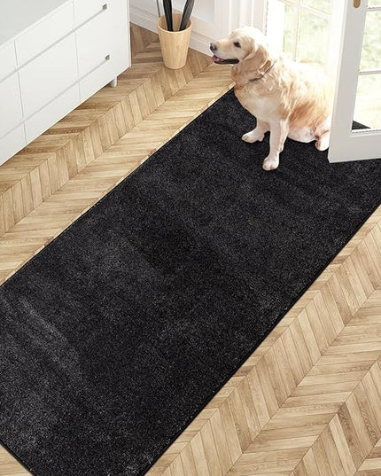 PURRUGS Dirt Trapping Door Mat 31.5" x 70", Non-Slip Machine Washable Entry Rug, Shoe Scraper, Dog Doormat, Super Absorbent Welcome Mat for Front & Back Door, Muddy Shoes & Paws, Charcoal