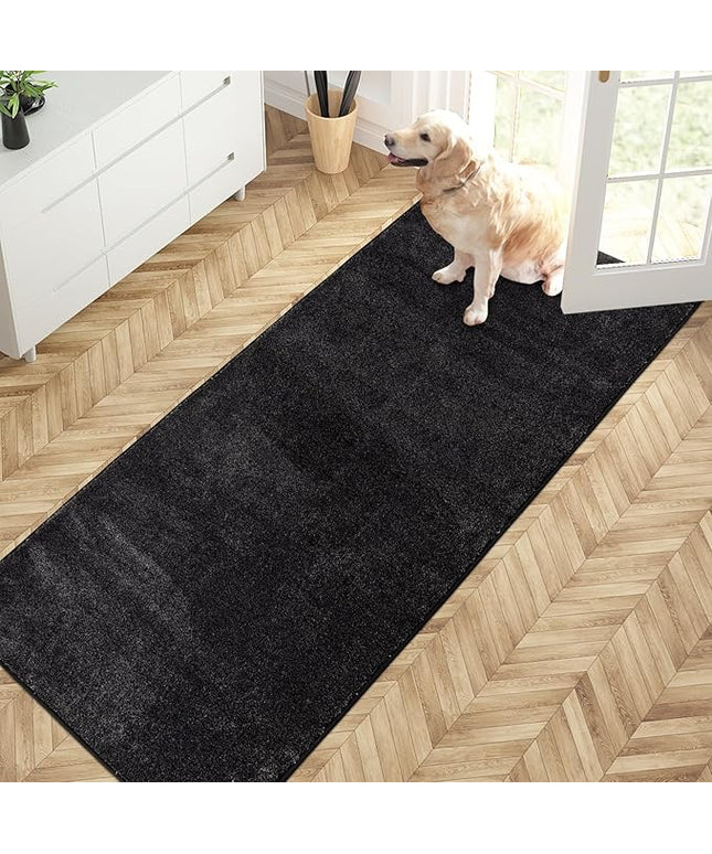 PURRUGS Dirt Trapping Door Mat 31.5" x 70", Non-Slip Machine Washable Entry Rug, Shoe Scraper, Dog Doormat, Super Absorbent Welcome Mat for Front & Back Door, Muddy Shoes & Paws, Charcoal