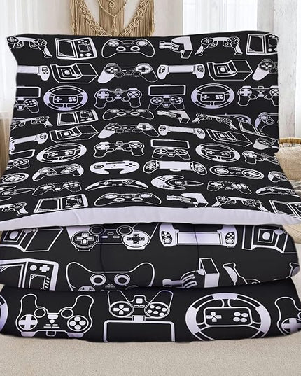 Sunnycitron Kids Comforter Sets Gamer Bedding Sets for Boys Teens Gaming Twin Bed Game Controller Room Decor,1 Comforter 2Pillowcase