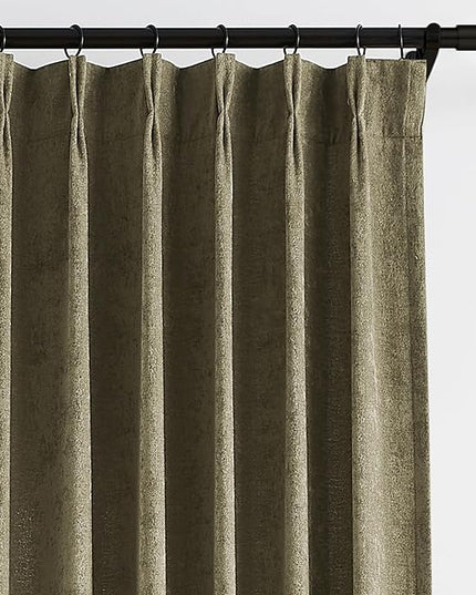 Vision Home Mocha Brown Pinch Pleated Curtains Velvet Chenille Light Filtering Window Curtains 84 inches for Living Room Bedroom Semi-Blackout Pinch Pleat Drapes with Hooks 2 Panels 36" Wx84L,Mink